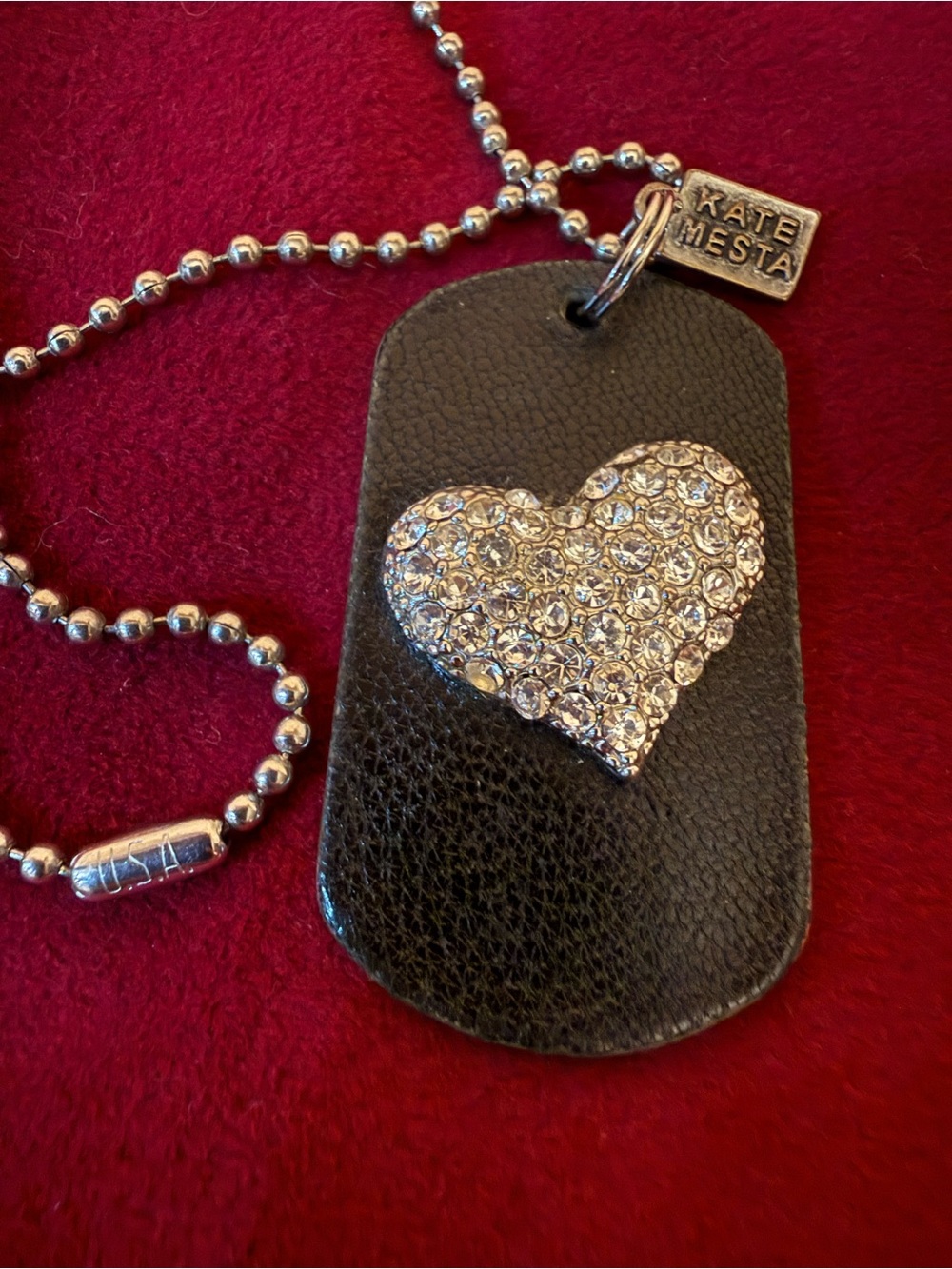 Kate Mesta Dog tag Pendant with Crystal Heart